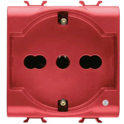Priza 2 module standard italian/german 16A pentru linii dedicate Gewiss Chorus GW10214, rosu