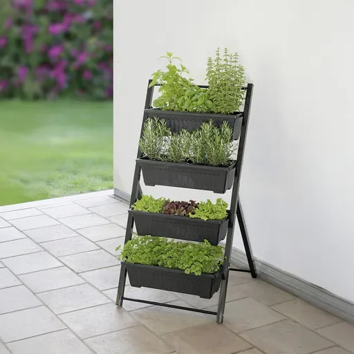 Suport pentru flori Vertical, Maximex, 56.5x62x108 cm, metal/polipropilena, negru