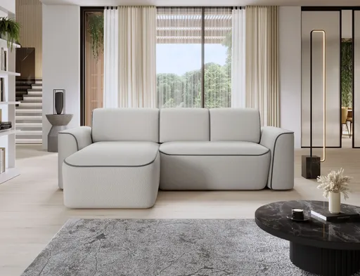 Coltar stanga 4 locuri ELTAP, Ume, 287x190x88 cm, lemn/poliester, gri deschis/gri inchis