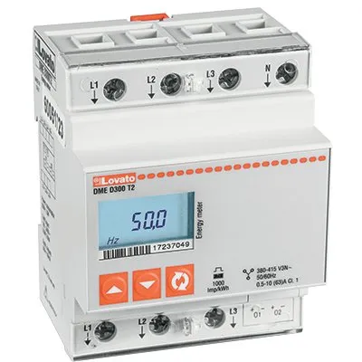 Contor electric, trifazic si cu neutru, non expandabil, 80A conexiune directa, 4U, 2 iesire statica programabilas, multi-masurare Lovato DMED300T2