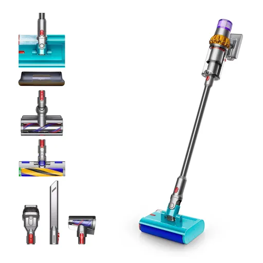 Aspirator vertical Dyson V15S Detect Submarine 448798-01, 660W, 0.77 l, 60 min autonomie, Senzori, 4 moduri, LCD, Gri / Albastru