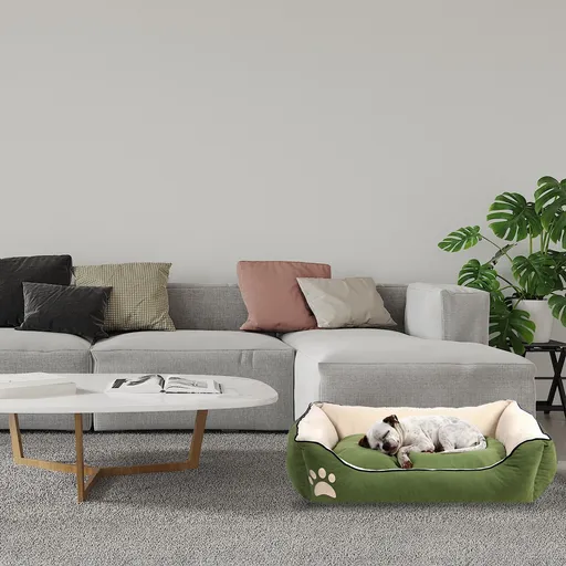 Pat pentru animale de companie, Paws & Whiskers, Lucy Dog & Cat S, Material exterior: 100% poliester, Verde / Ecru