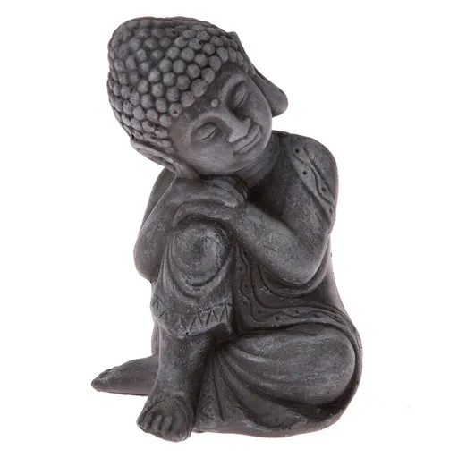 Statuetă din beton Buddha, gri închis, 16 x 11 x12 cm