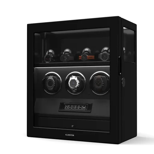 Klarstein SecureTouch dispozitiv de întors ceasuri, 3+4 ceasuri, Motor Mabuchi, lac de pian, 41 moduri, blocare, LED-uri