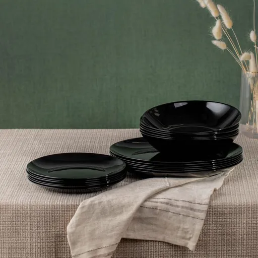 Serviciu de masa 18 piese Capri, Homla, ceramica, negru