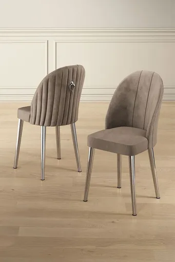 Set scaune 2 piese, Hanah Home, Mara, Cappuccino / Chrome