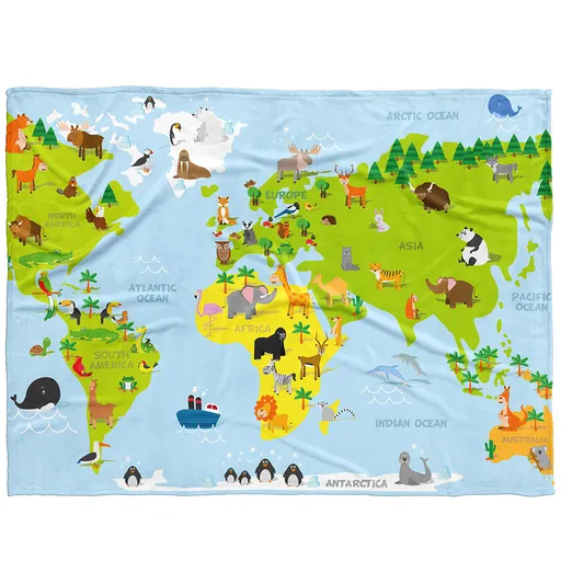 Pătură pentru copii BedTex Harta animalelor, 150 x200 cm