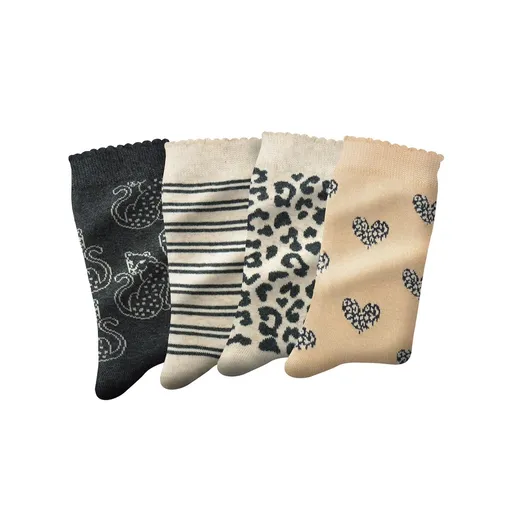 Set de 4 șosete cu motiv de leopard coordonat