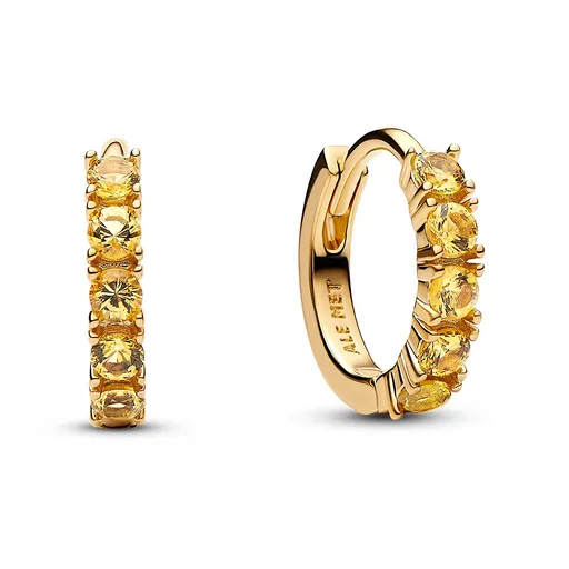 Pandora Cercei placați cu aur cu cristale galbene Timeless Shine 263849C01