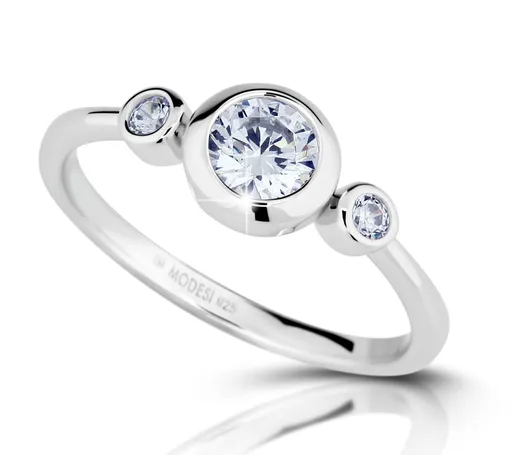 Modesi Inel la modă din argint cu zirconi M02411 50 mm