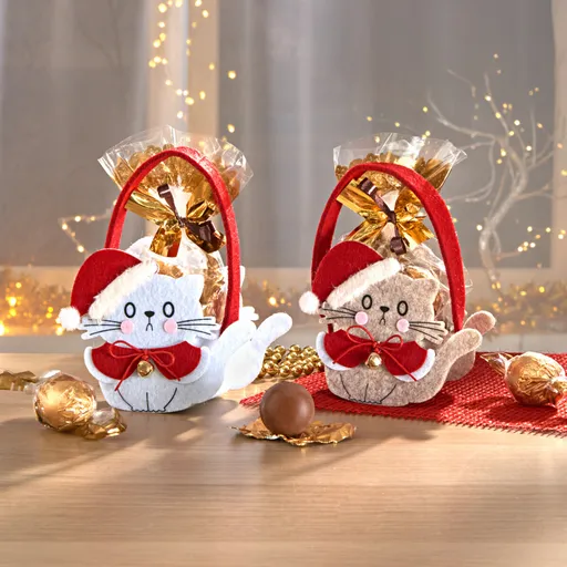 2 genți de Crăciun cu confeti  Pisică