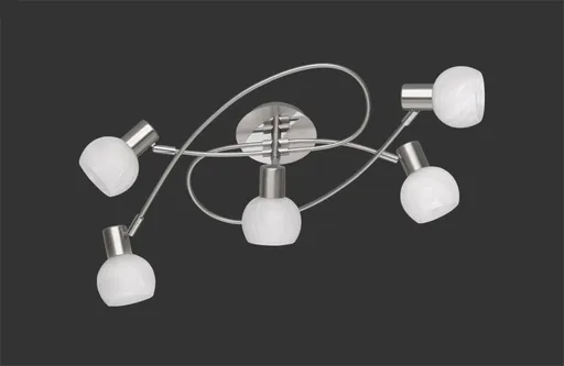 Plafoniera Antibes, RL, 52x25x23 cm, 28W, 5x E14, metal, nichel mat/alb