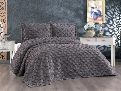 Set cuvertura de pat dubla 3 piese, L'essentiel Maison, Harem, Antracit