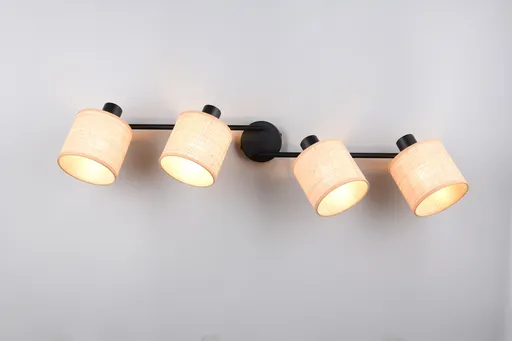 Plafoniera Aimee, RL, 87.5x13x25 cm, 10W, 4x E14, metal, negru mat/bej