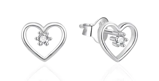 Agato Cercei inimioare de argint cu zircon AGT-E100PW