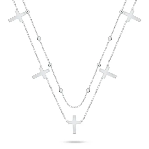 Brilio Silver Colier dublu din argint cu cruce NCL157W