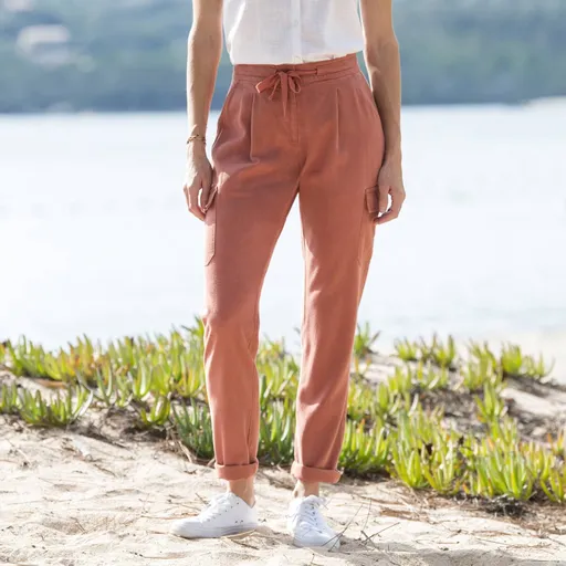 Pantaloni cargo din pânză aerisită