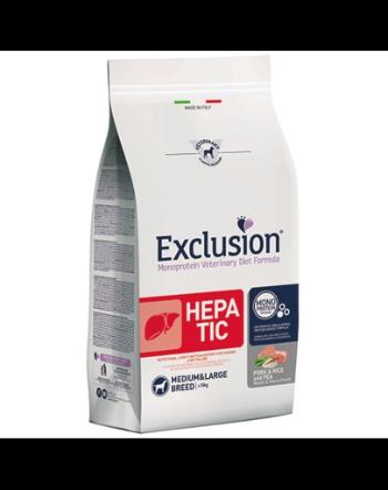 EXCLUSION Hepatic Medium Large Breeds cu porc pentru caini de rase medii si mari 12 kg