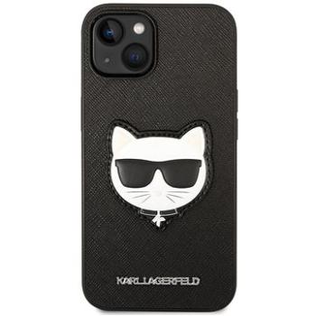 Karl Lagerfeld PU Saffiano Choupette Head Zadný Kryt pre iPhone 14 Black (KLHCP14SSAPCHK)