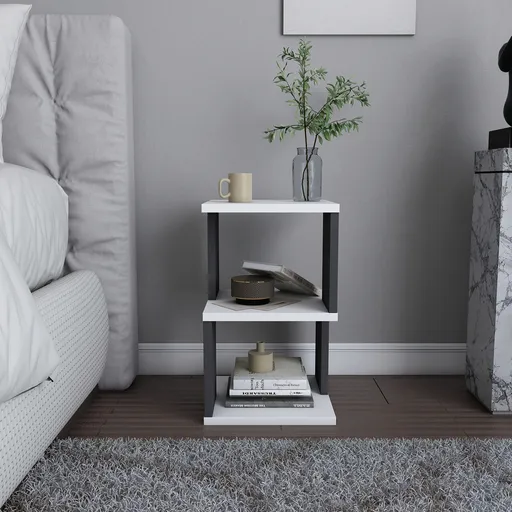 Noptiera, Hanah Home, Carter, 29.6x29.6x49.4 cm, Alb / Antracit