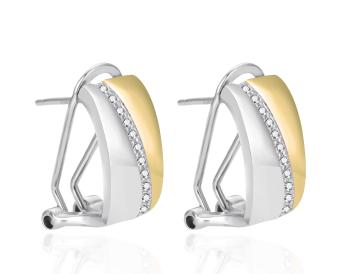 Agato Cercei eleganți bicolori cu zircon AGT-E029KKW-2T