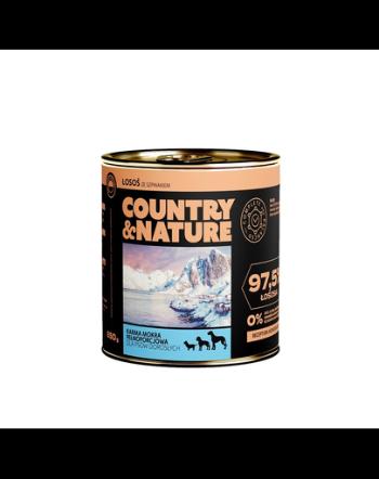 COUNTRY&amp;NATURE Hrana umeda pentru caini, fara cereale, cu somon si spanac 850 g