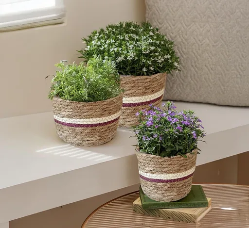 Huse pentru ghivece din iarbă de mare, set 3 buc.