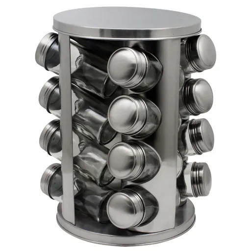 Recipiente pentru condimente Oliver Voltz OV51217A16 16 buc , Suport rotativ metalic, Inox