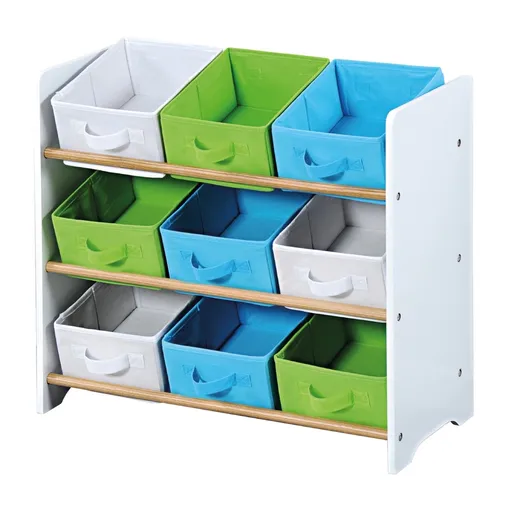 Raft pentru copii, cu 9 cutii Kesper 17716 dinmaterial textil, alb, 65 x 60 x 30 cm