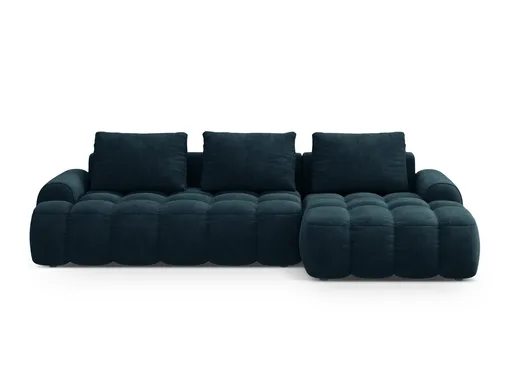 Coltar extensibil dreapta 3 locuri, Linz, Cosmopolitan Design, 275x142x84 cm, catifea, albastru petrol inchis