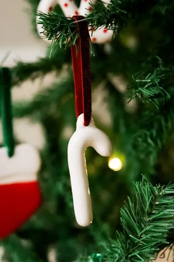 Ornament de brad de Crăciun, BSY516, 9.5x4 cm, Ceramica, Alb