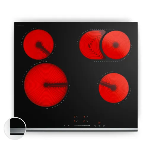 Klarstein Plită vitroceramică Verosteel | 4 zone | Minimalista, Puternica | 6600 W | 60 cm