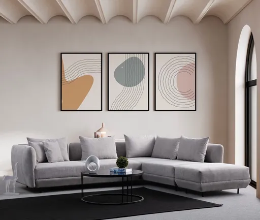 Coltar, Atelier del Sofa, 560ARE1249, Lemn de fag / PAL, Gri deschis