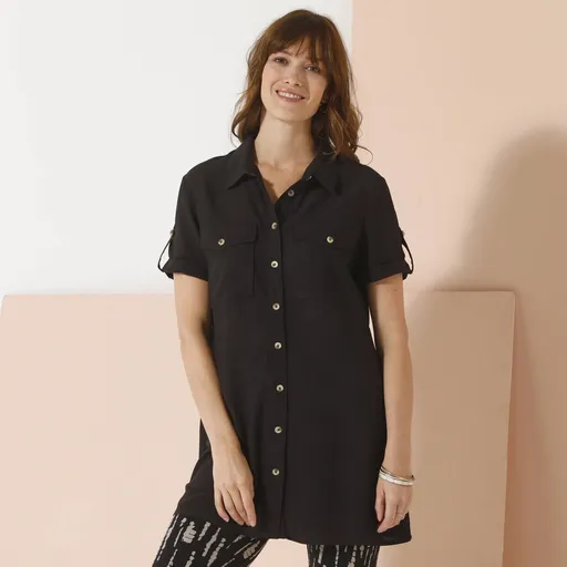 Tricou tunică cu mâneci scurte și buzunare