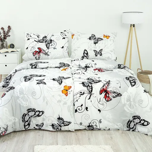 Stanex Lenjerie de pat din bumbac Motýl alb, 140 x 220 cm, 70 x 90 cm