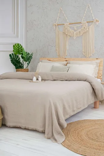 Cuvertura matlasata dubla, L'essentiel Maison, Marla, Bumbac reciclat, Bej