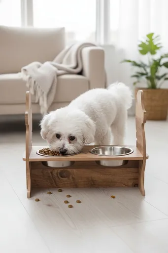 Bol pentru hrana animale de companie, Paws & Whiskers, Apvm9, MDF , Multicolor