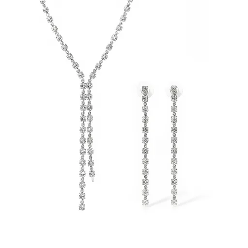 Troli Set uimitor de bijuterii cu cristale transparente (colier, cercei)