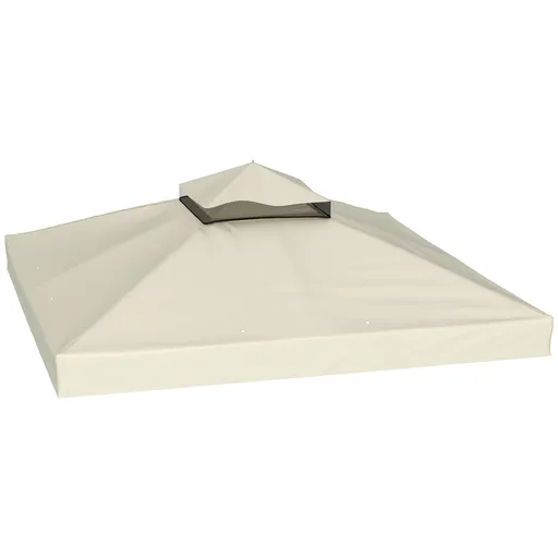 Outsunny Înveliș de Înlocuire pentru Pergolă de Grădină cu Două Niveluri și Orificii de Drenaj, 300x300 cm, Alb Crem | Aosom Romania