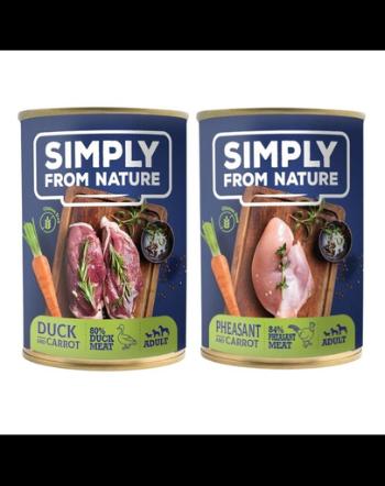 SIMPLY FROM NATURE Hrana umeda pentru caini, mix rata si morcov/fazan si morcov 400 g x 12 buc.