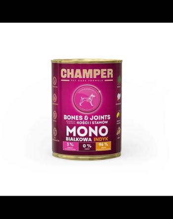 CHAMPER Bones Joints hrana monoproteica pentru caini 400 g curcan