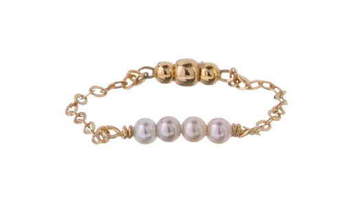 Alisia Inel tip lanț, placat cu aur, cu perle sintetice AL5168.01.000.D 57 mm