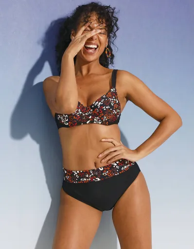 Slip de baie imprimat Tarafa, modelat, cu talie reglabilă