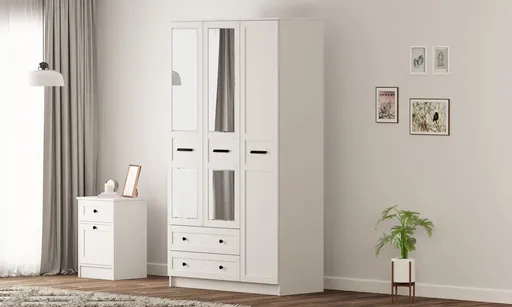 Dulap pentru haine, Hanah Home, Rb-168-01-009, 105x210x52 cm, Alb mat