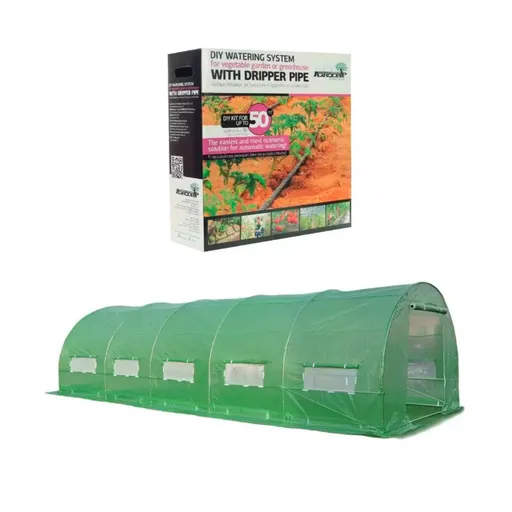 Pachet solar gradina, sera legume 8 x 3 x 2m, otel galvanizat + Kit sistem de irigare prin picurare, maxim 50 mp