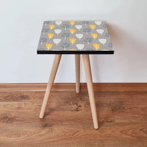 Masuta, Hanah Home, Shp186, 35x42x35 cm, Gri / Alb / Negru / Galben