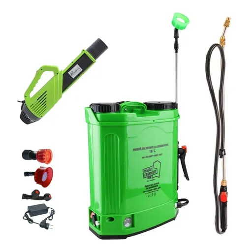 Set Pompa de stropit cu acumulator Micul Fermier by Pandora 10L + Atomizor + Lance telescopica stropit pomi 2.7m, vermorel electric