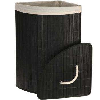 Coș de rufe de colț Bamboo, negru