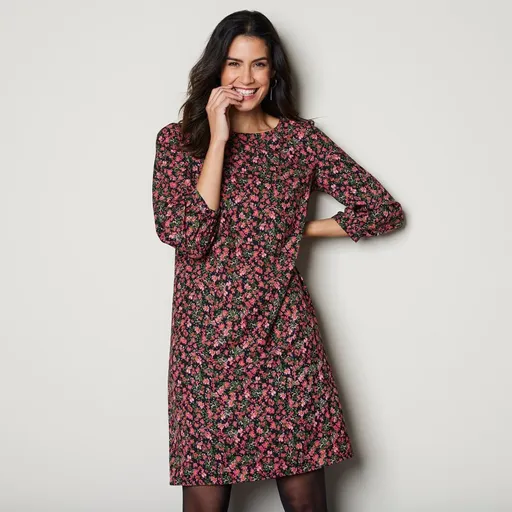 Rochie dreaptă imprimată cu mâneci 7/8