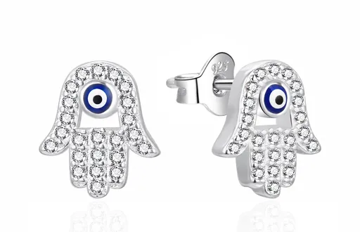 Agato Cercei din argint cu zircon Mâna lui Fatima AGT-E105PW